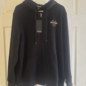 True Religion Men's Horseshoe Full-Zip Hoodie Black Size‎ XL New with Tags